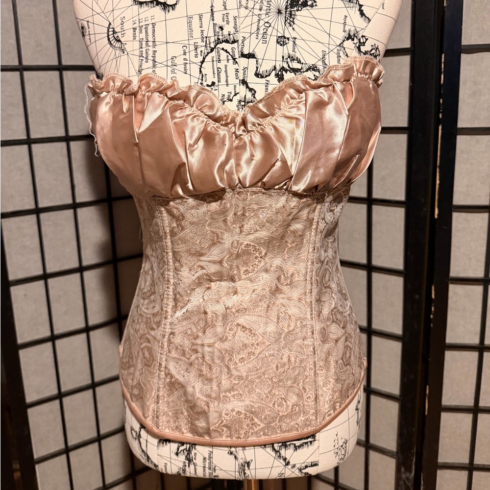 NWOT Corset tie satin Victorian vest bustier bralette steampunk costume paisley